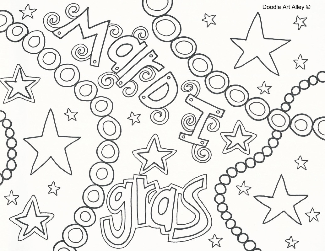 Mardi Gras Coloring Pages DOODLE ART ALLEY