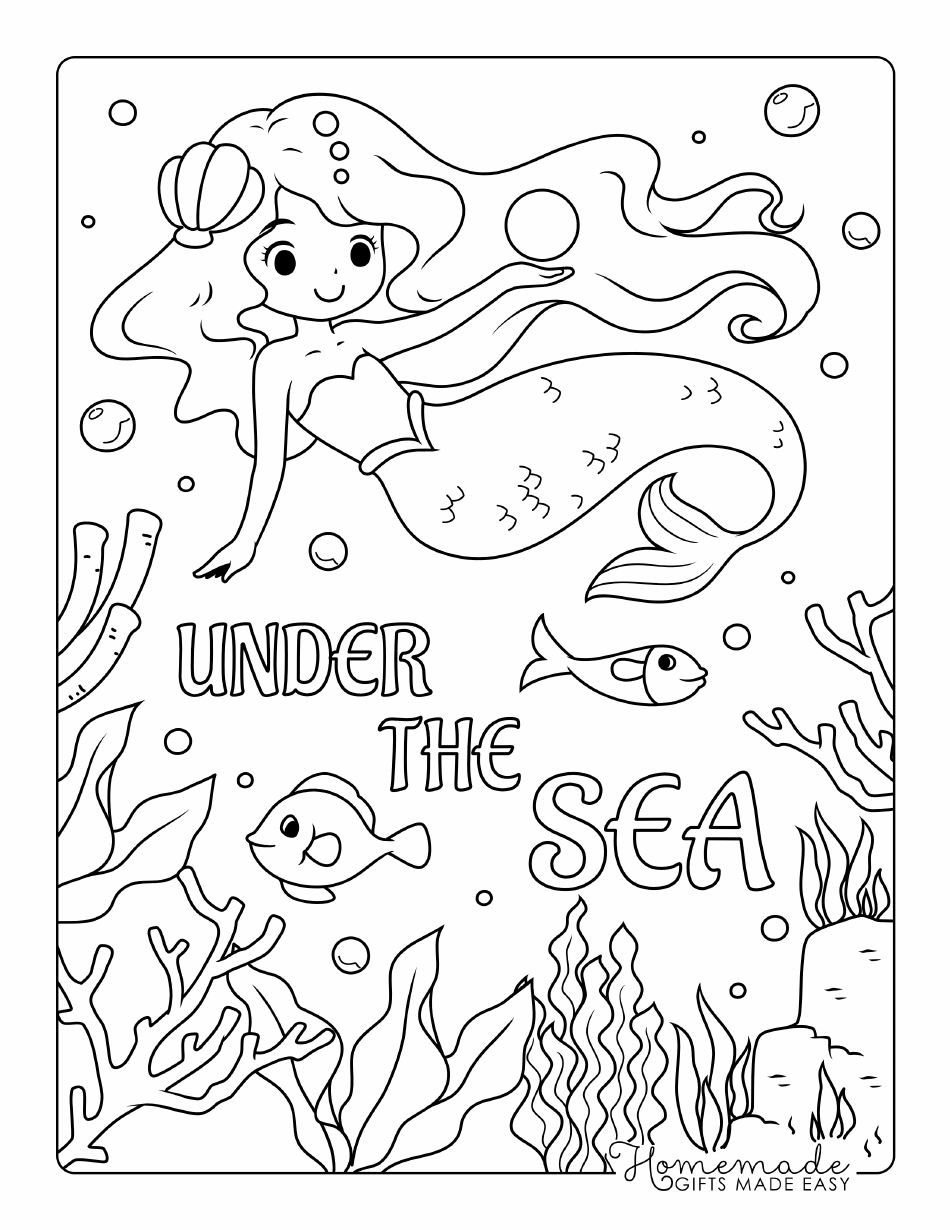 Mermaid Under The Sea Coloring Page Download Printable PDF Templateroller