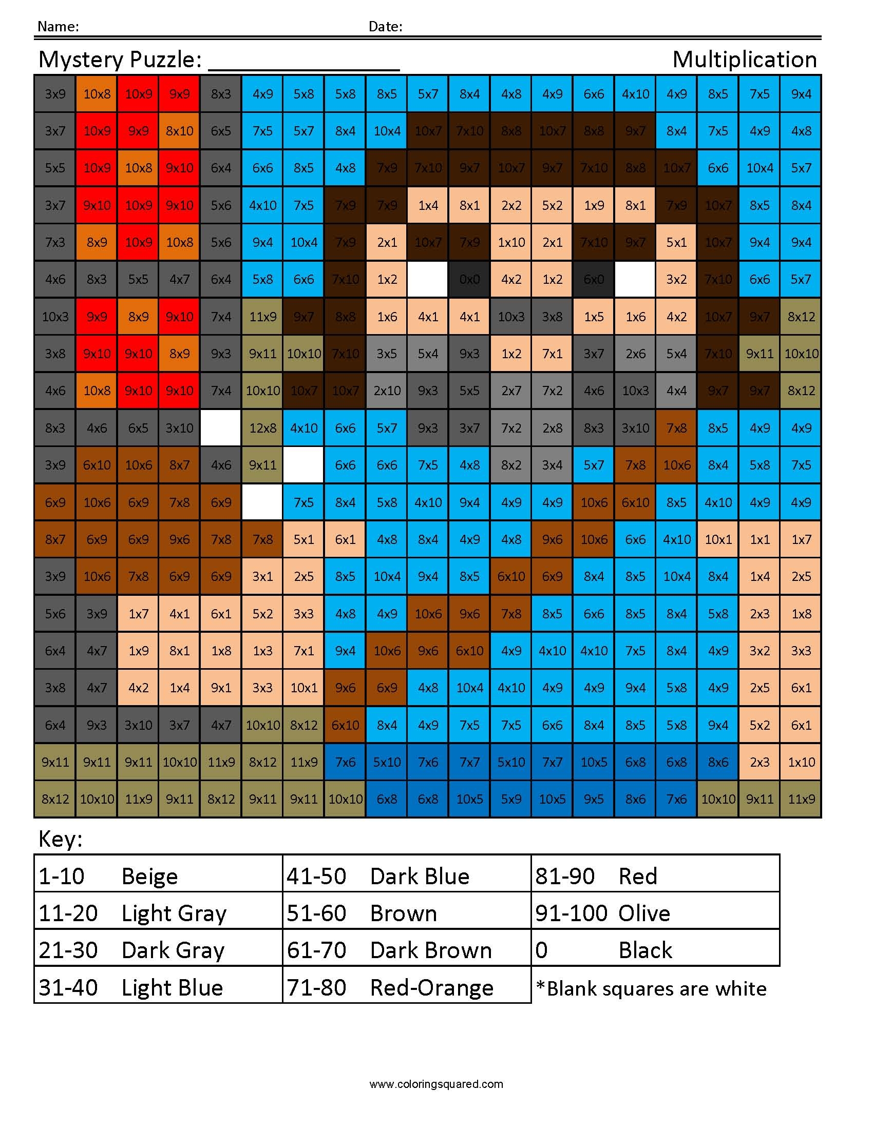 Minecraft Multiplication And Division Coloring Squared Minecraft Multiplication And Division Coloring Squared