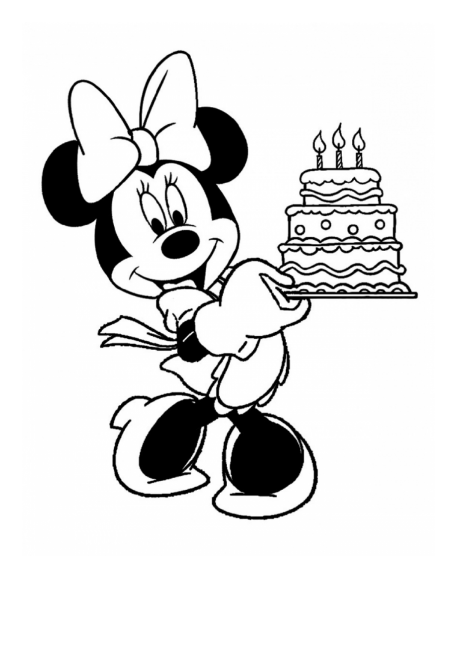 Minnie Mouse Coloring Page Birthday Cake Download Printable PDF Templateroller