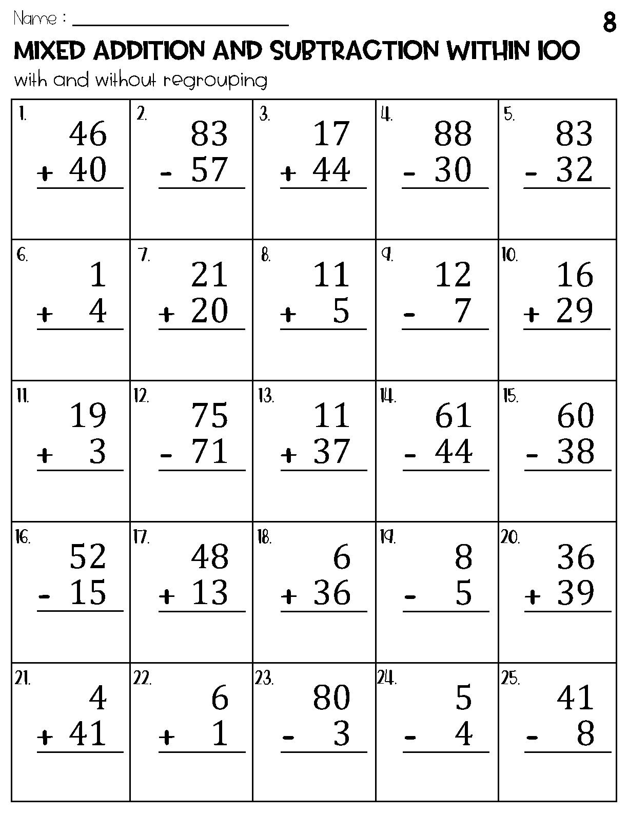 adding and subtracting worksheets
