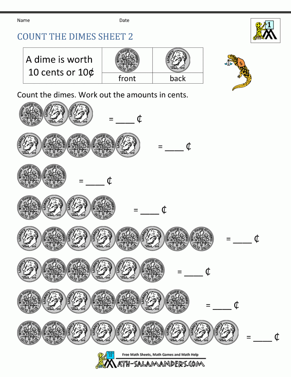 Money Worksheets For 1st Grade