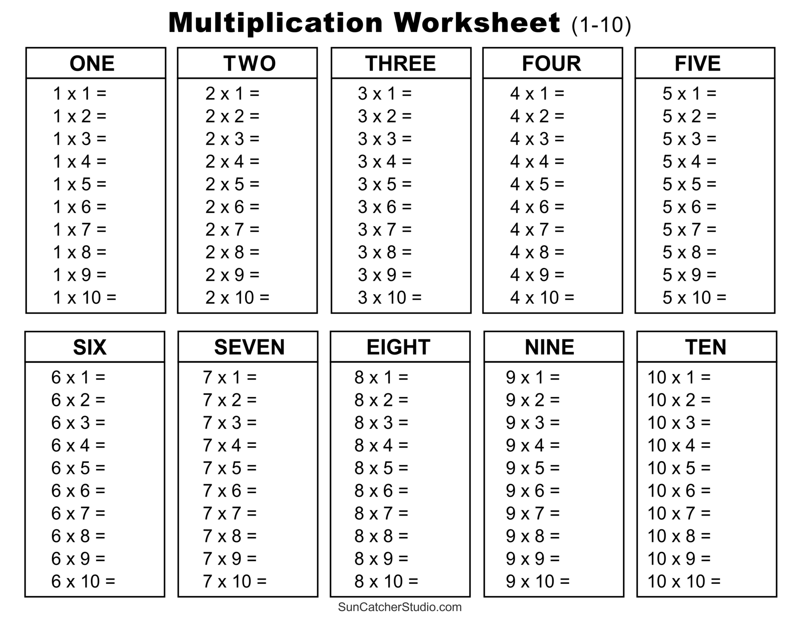 times table worksheets