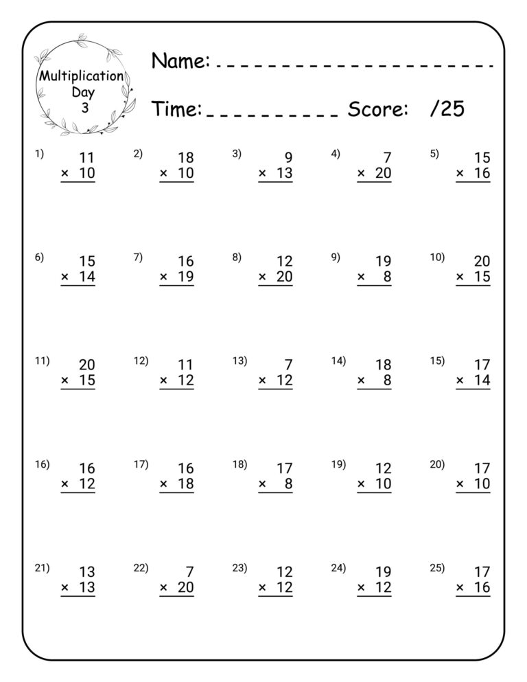 Multiplication Math Workbook For Grade 5 100 Practice Pages 100 Day Multiplication Worksheet Made By Teachers