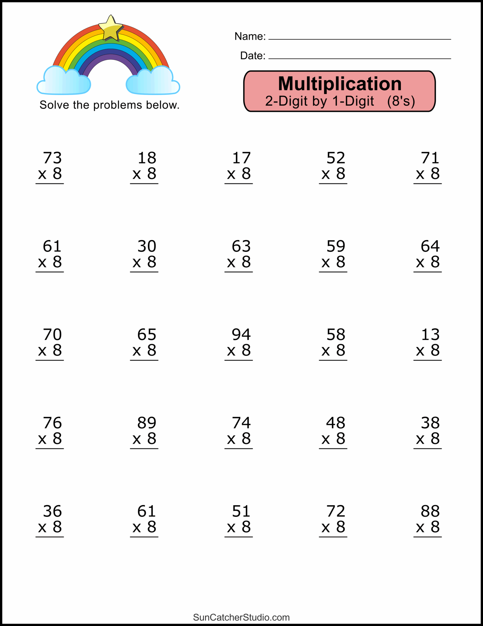 2 digit by 2 digit multiplication worksheets