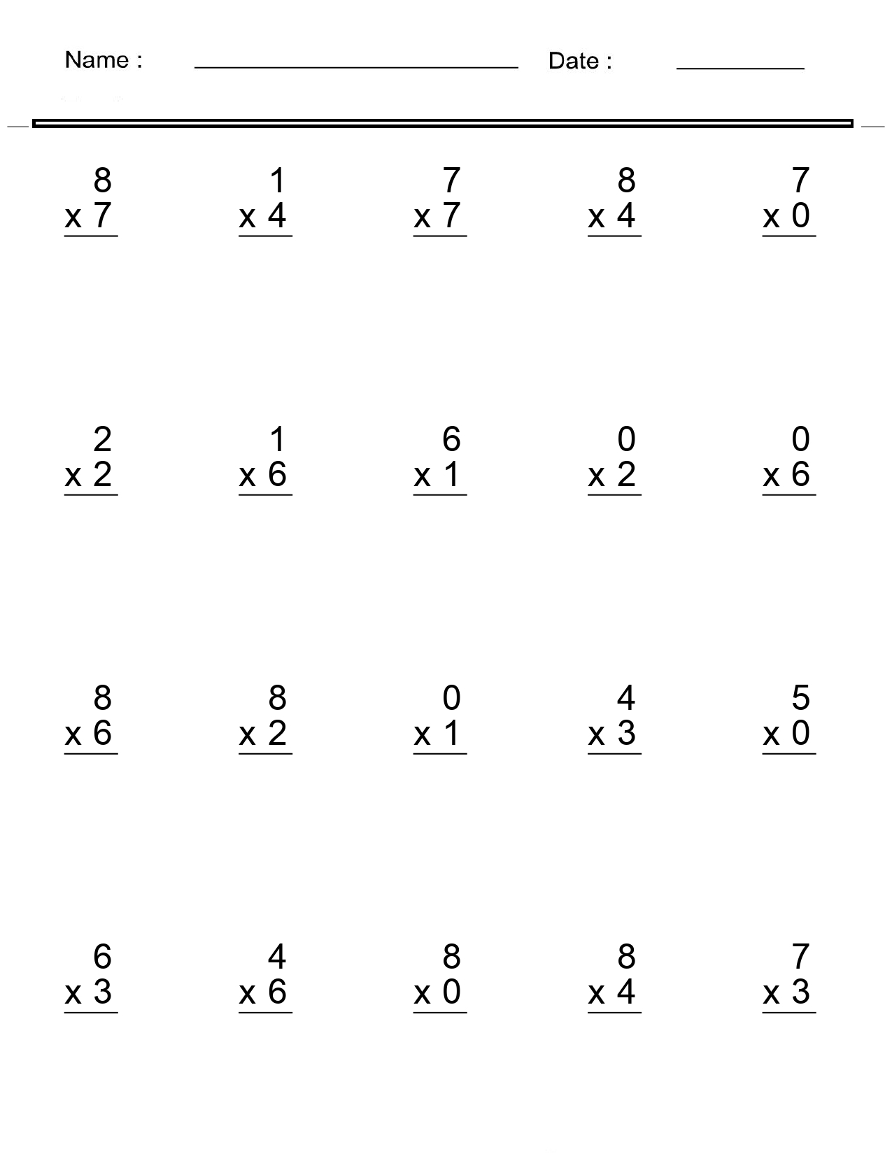 free multiplication worksheets