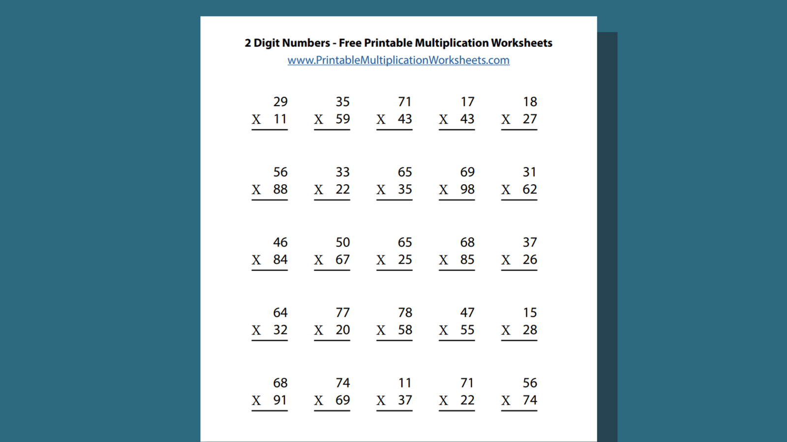 two digit multiplication worksheets