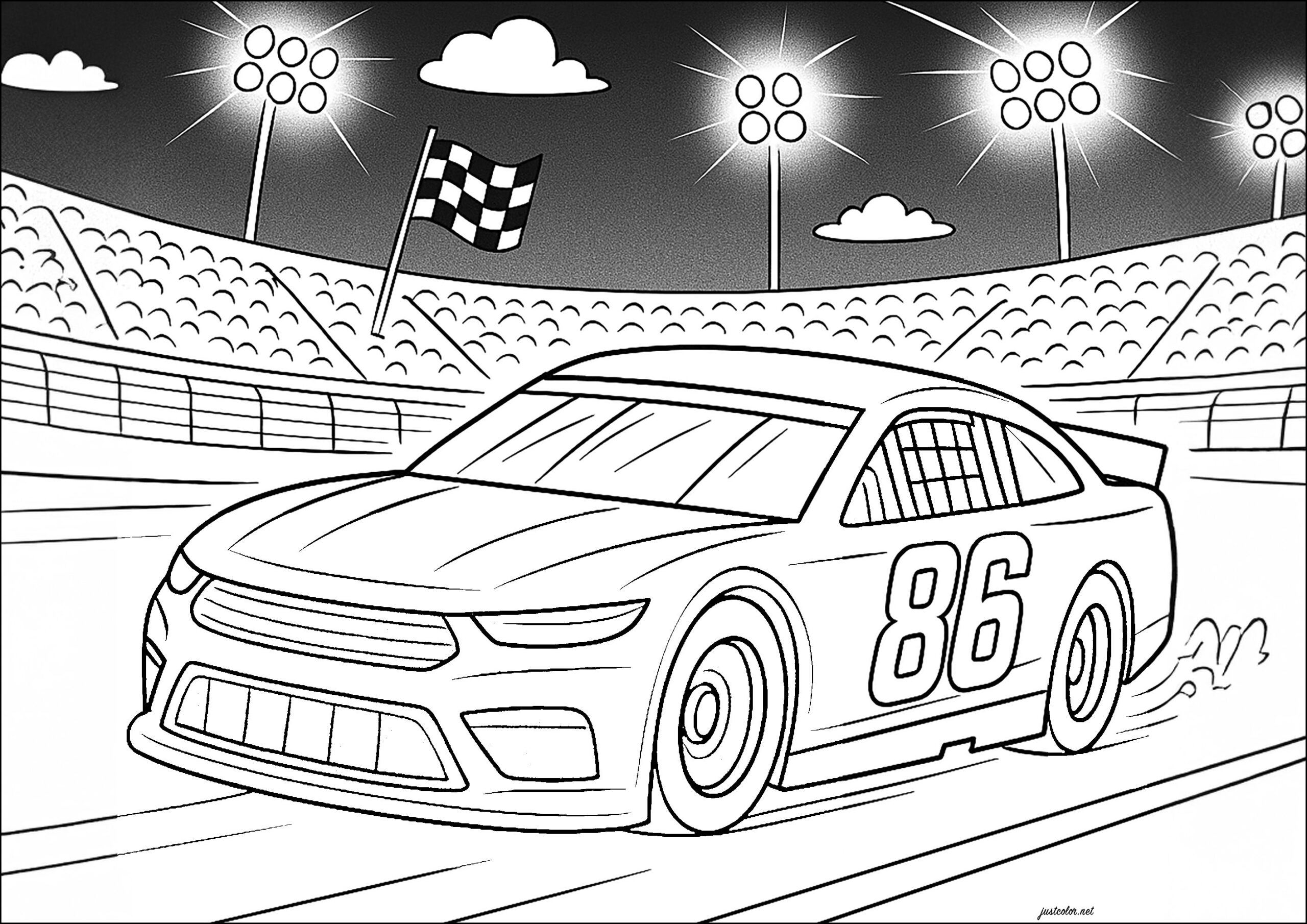 Nascar Race In The Middle Of The Night Nascar Coloring Pages
