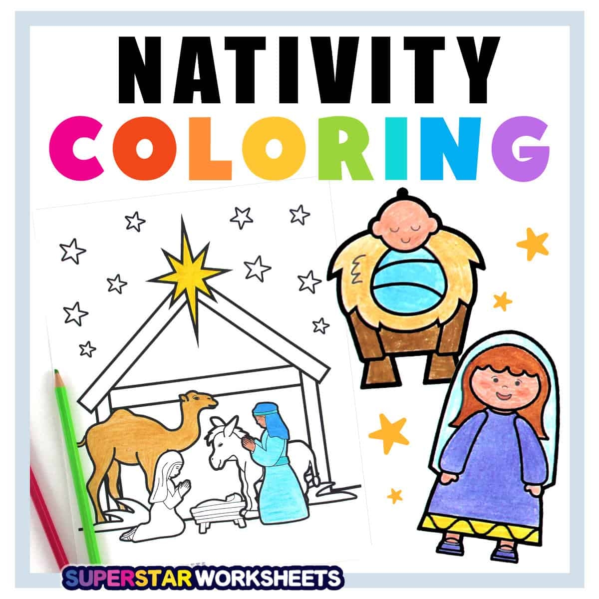 manger scene coloring pages printable