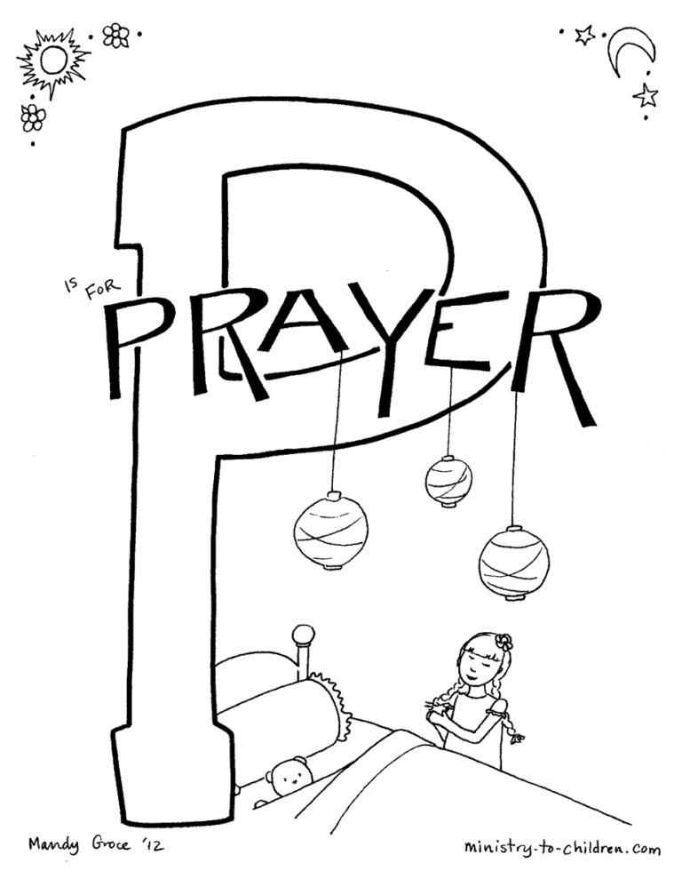 P Is For Prayer Bible Alphabet Coloring Page