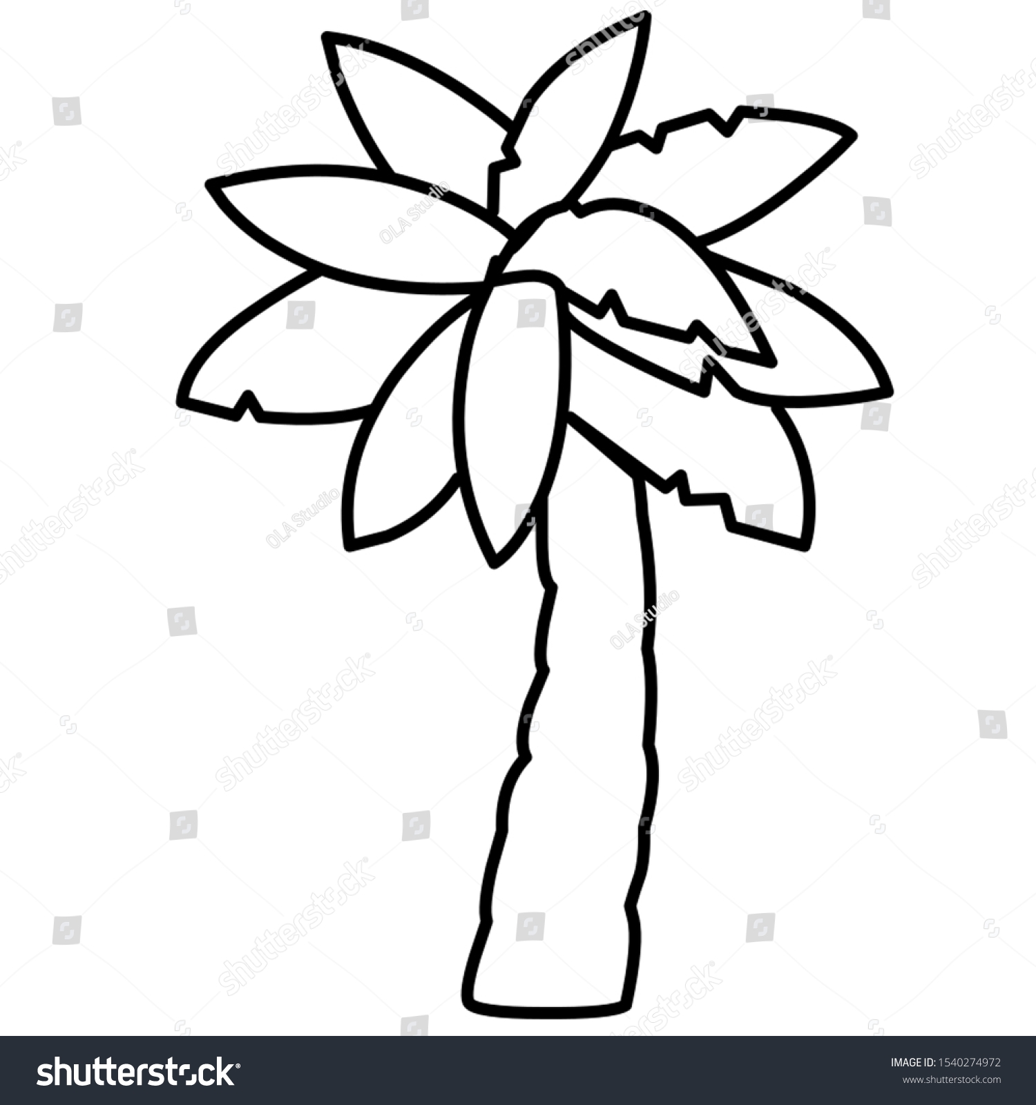 Palm Tree Coloring Pages Printable Preschool Stock Illustration 1540274972 Shutterstock