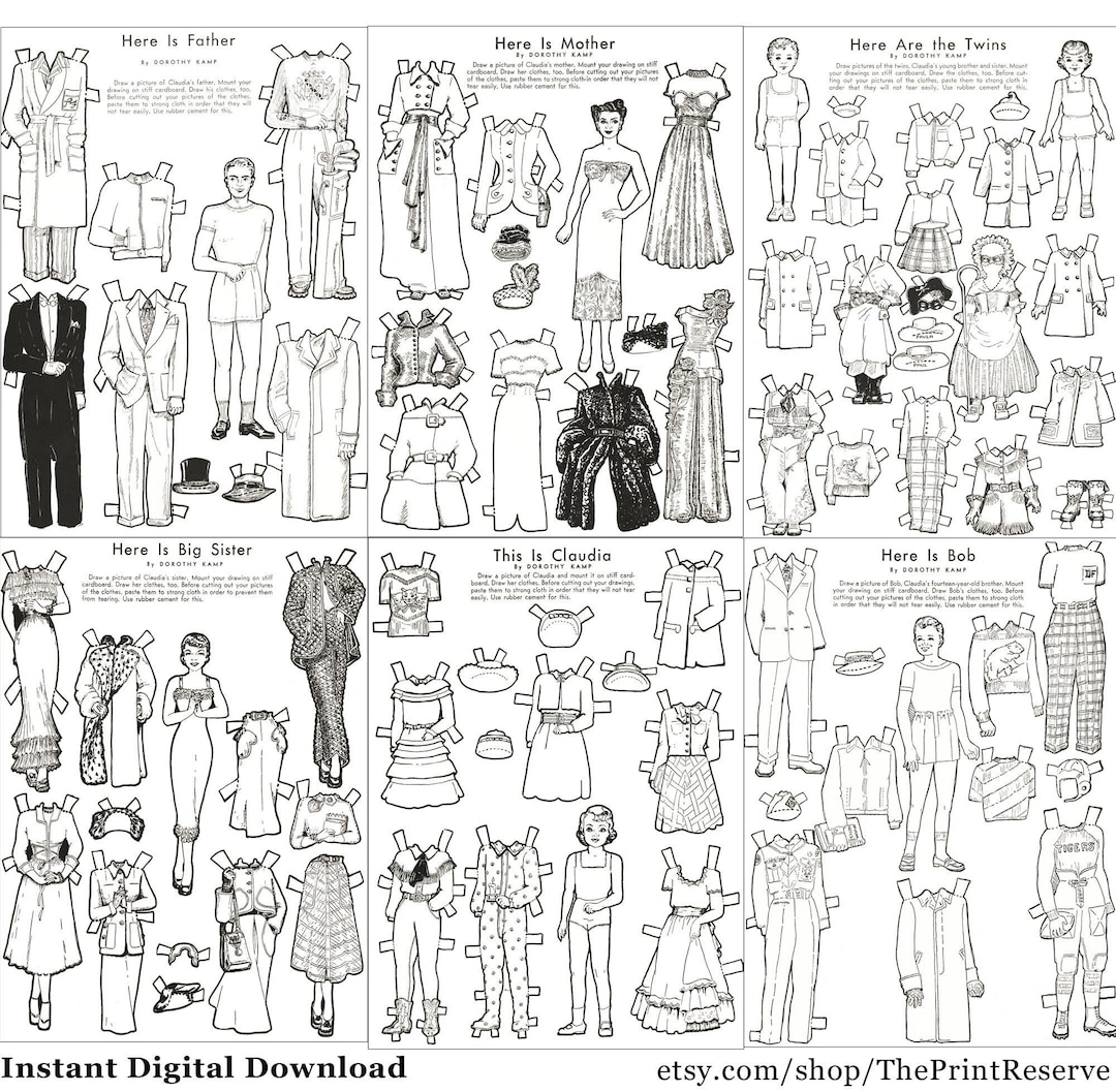 printable coloring pictures of paper dolls