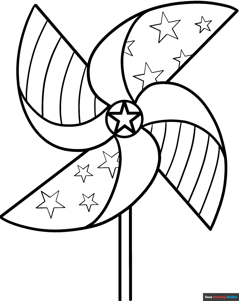 Patriotic Pinwheels Coloring Page Easy Drawing Guides
