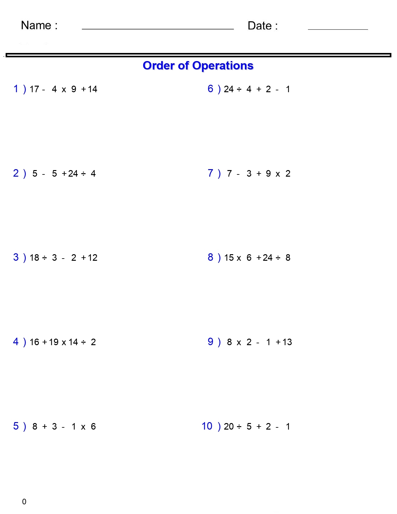 PEMDAS Problems Order Of Operations Worksheets Add Subtract Multiply And Divide Made By Teachers