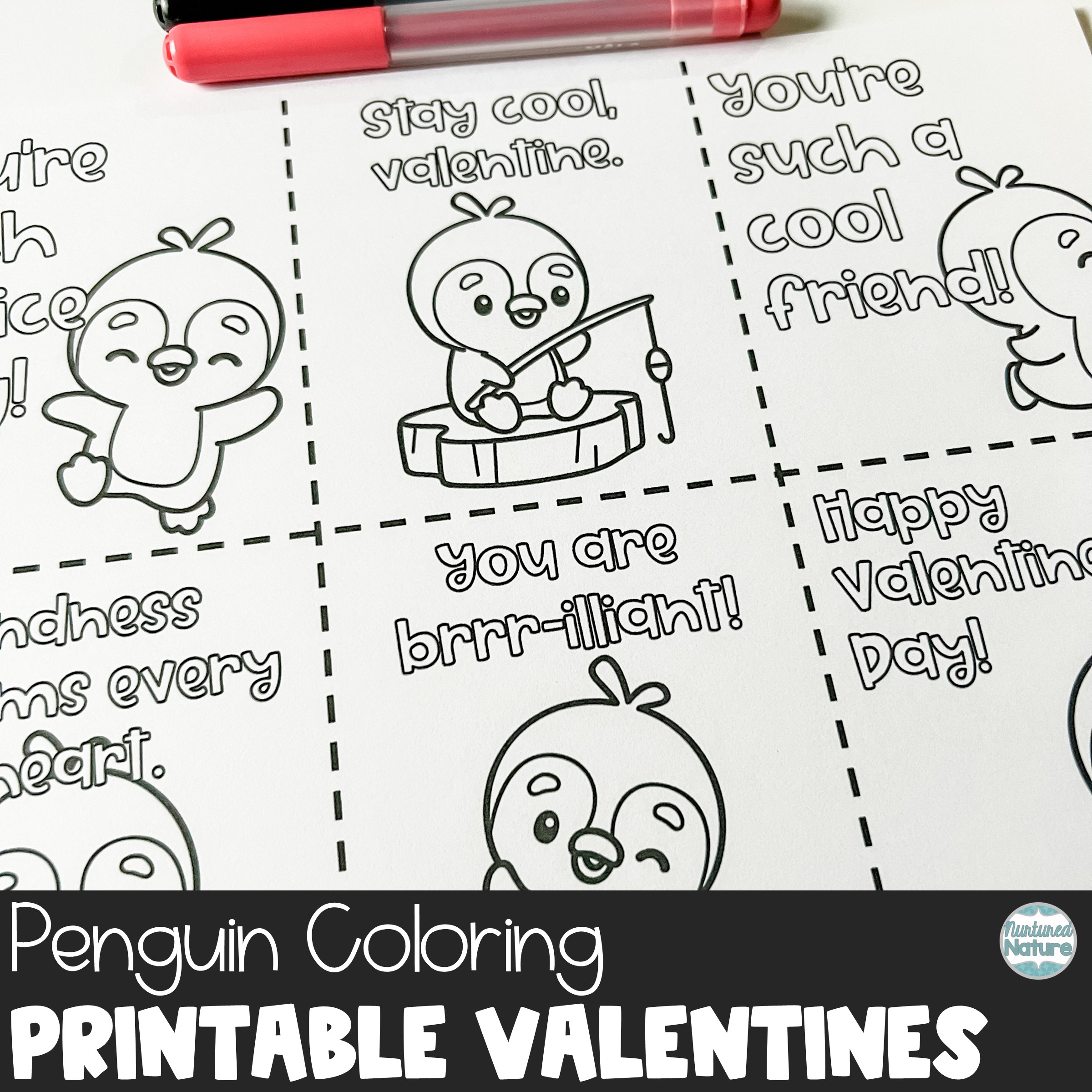 Penguin Coloring Valentine s Day Cards For Students Made By Teachers Penguin Coloring Valentine s Day Cards For Students Made By Teachers
