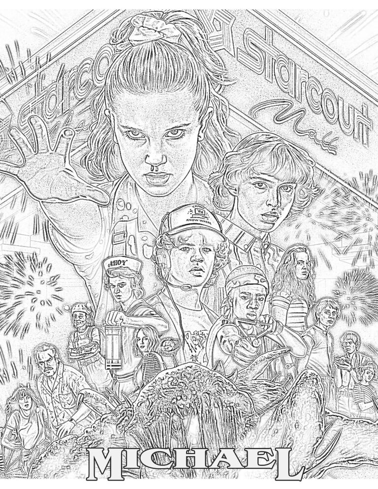 Personalized Printable STRANGER THINGS Coloring Page Digital Download 8 5x11 Inches PDF Battle Of Star Court Mall Etsy