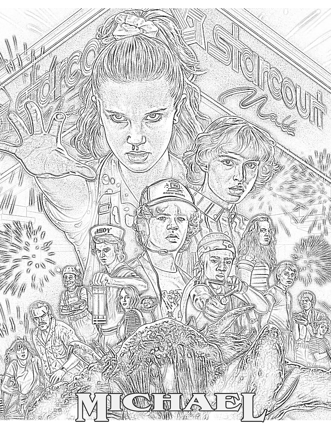Personalized Printable STRANGER THINGS Coloring Page Digital Download 8 5x11 Inches PDF Battle Of Star Court Mall Etsy Personalized Printable STRANGER THINGS Coloring Page Digital Download 8 5x11 Inches PDF Battle Of Star Court Mall Etsy