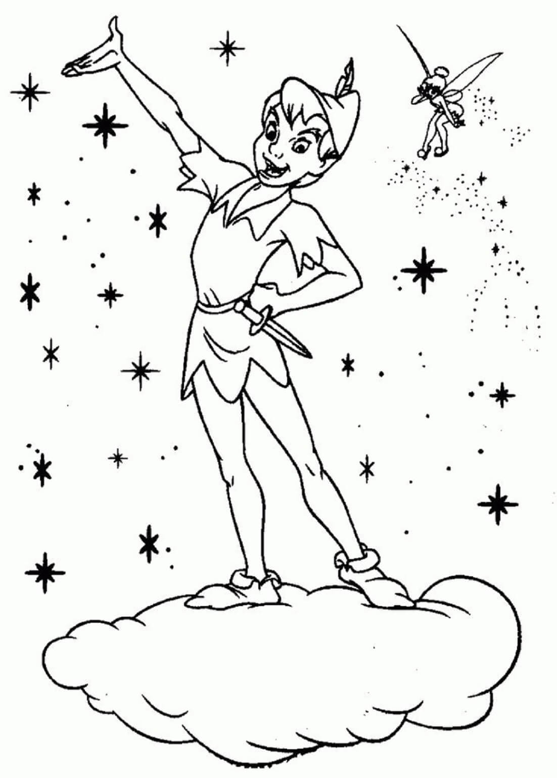 Peter Pan Standing On Cloud Coloring Page Download Print Or Color Online For Free Peter Pan Standing On Cloud Coloring Page Download Print Or Color Online For Free