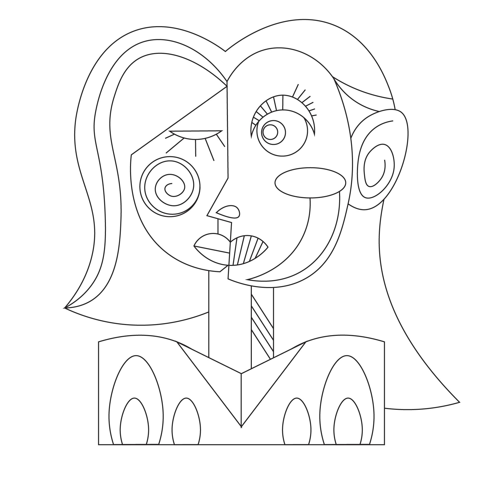 picasso cubism printable coloring sheet