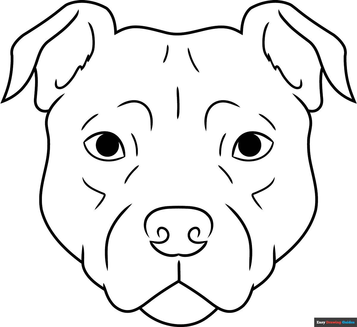 Pitbull Face Coloring Page Easy Drawing Guides