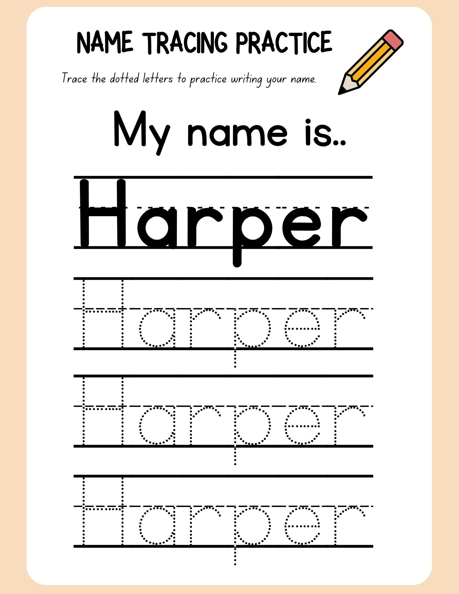 Pre k Custom Name Tracing Worksheet Etsy Pre k Custom Name Tracing Worksheet Etsy