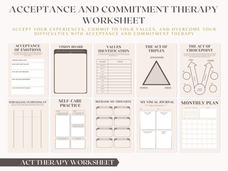 Printable Acceptance Therapy Worksheets Mindfulness DBT And ACT Techniques CBT Values Bullseyes Therapy Mental Health Worksheets Etsy