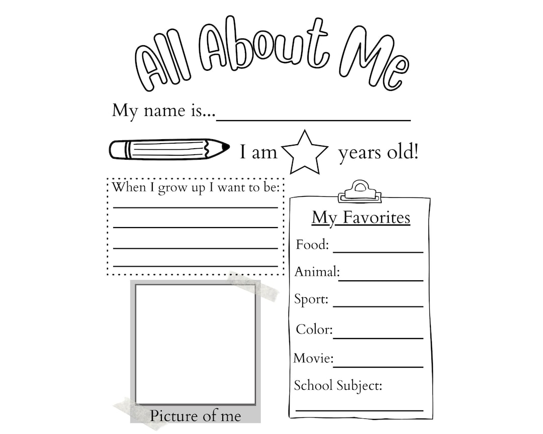 PRINTABLE All About Me Worksheet Printable Activity For Kids First Day Of School Questionnaire PDF Etsy New Zealand PRINTABLE All About Me Worksheet Printable Activity For Kids First Day Of School Questionnaire PDF Etsy New Zealand