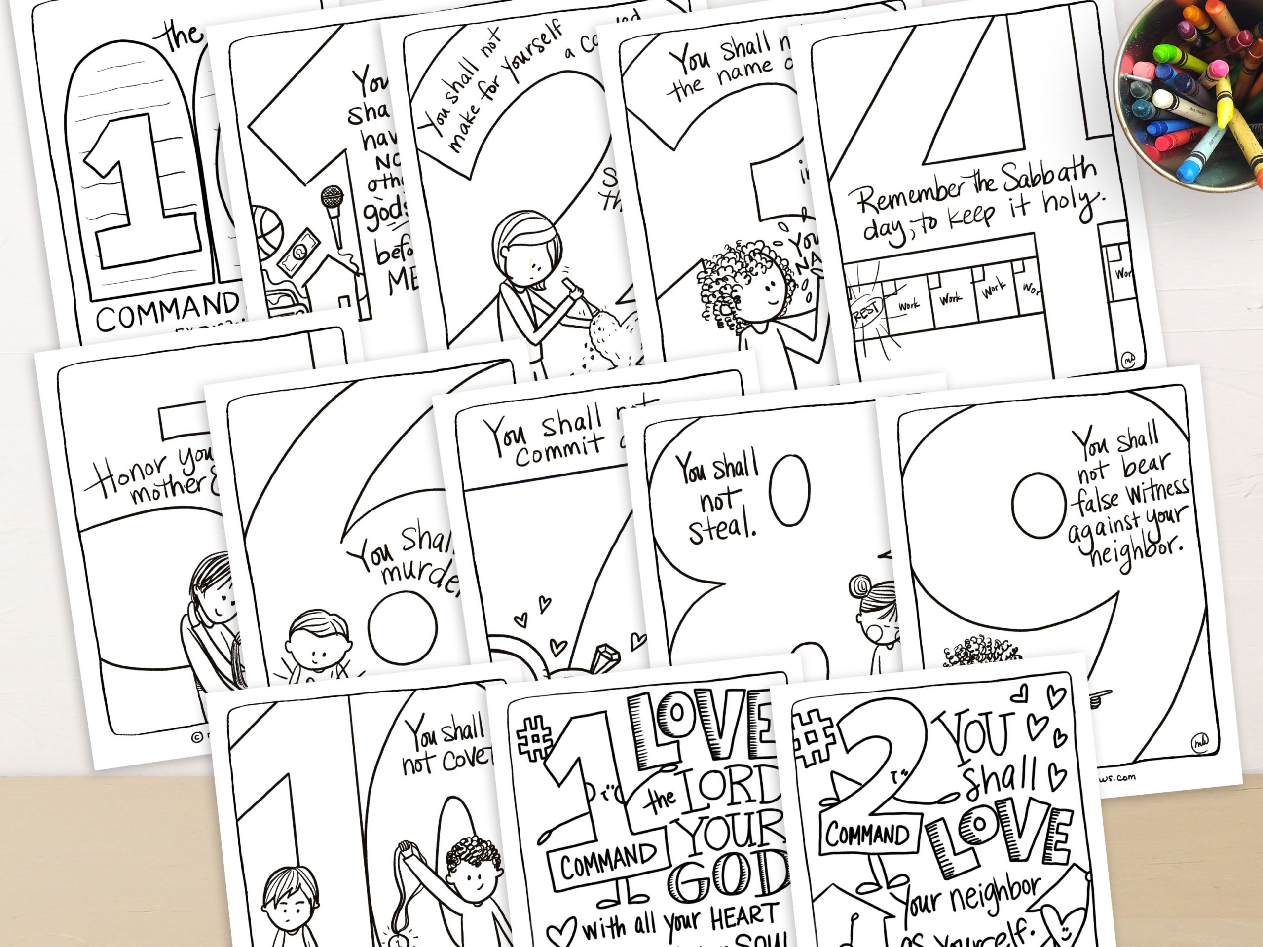 Printable Bible Verse Full Page Coloring Pages 10 Commandments