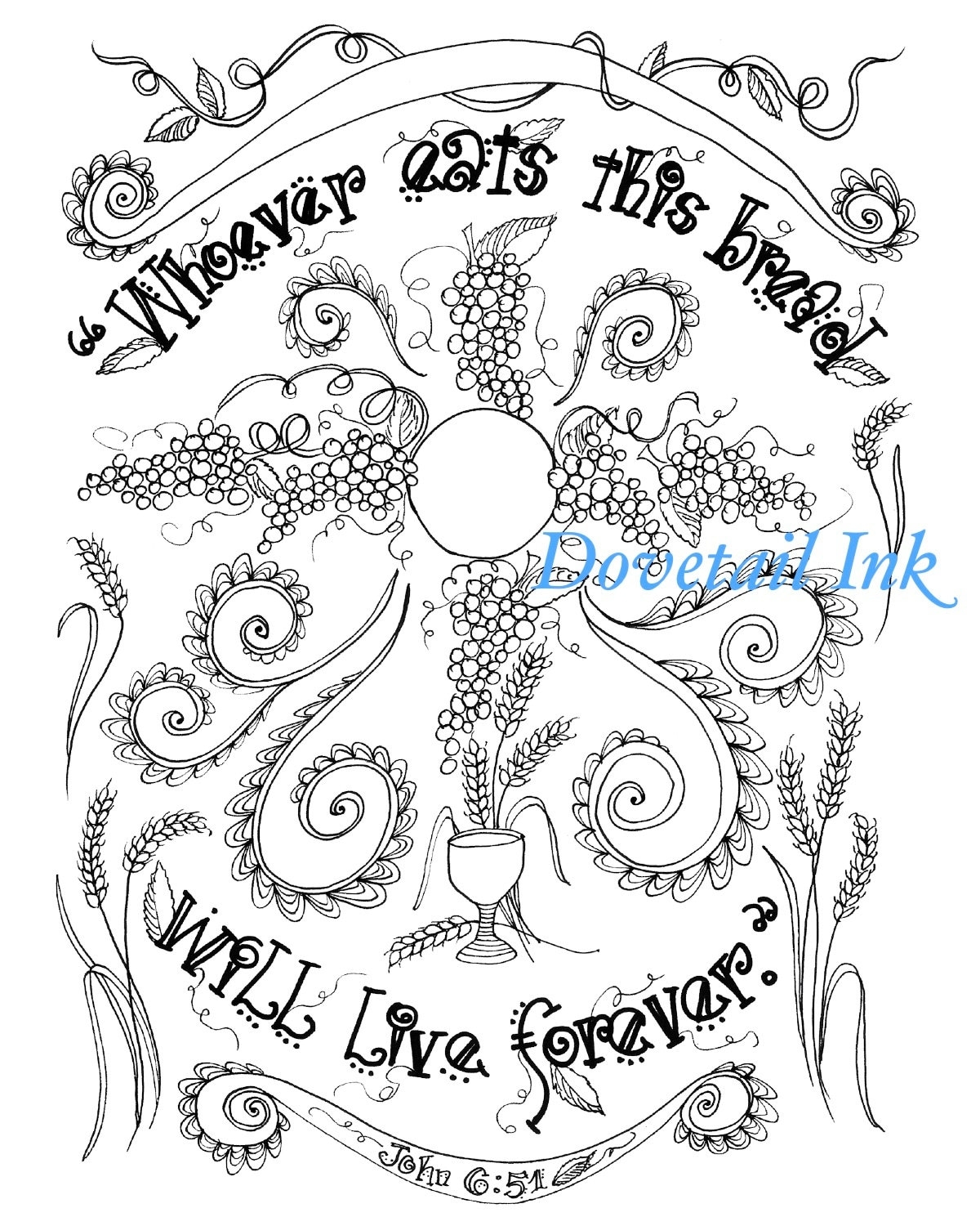 Printable Bread Of Life Catholic Scripture Art Coloring Page Etsy