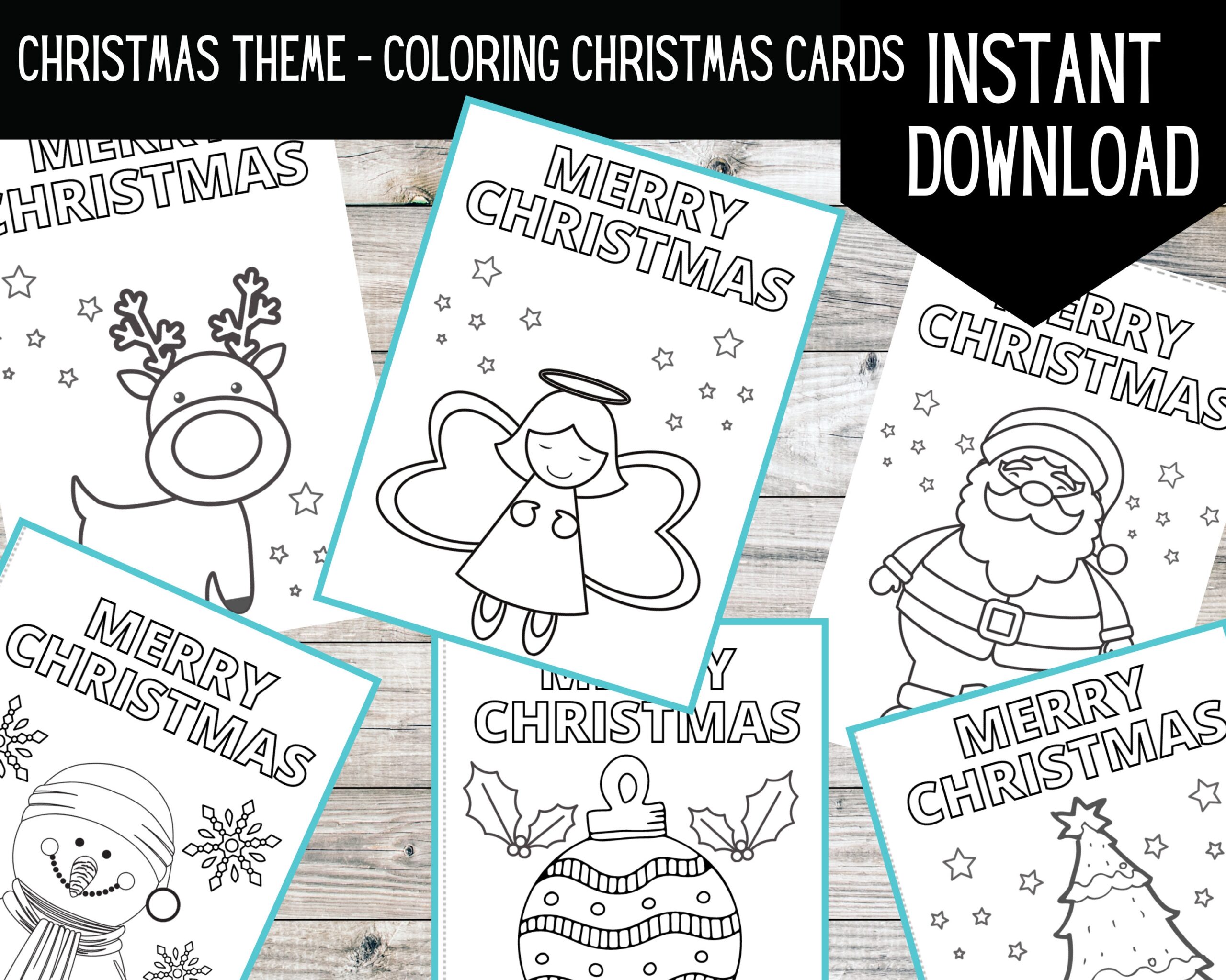 PRINTABLE Colouring Christmas Cards DIGITAL DOWNLOAD Christmas Colouring Activity Christmas Activity For Kids Print At Home Etsy