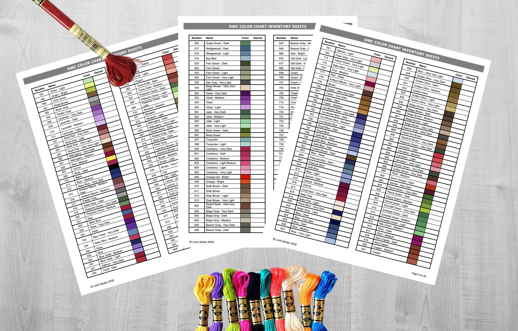 dmc color chart printable