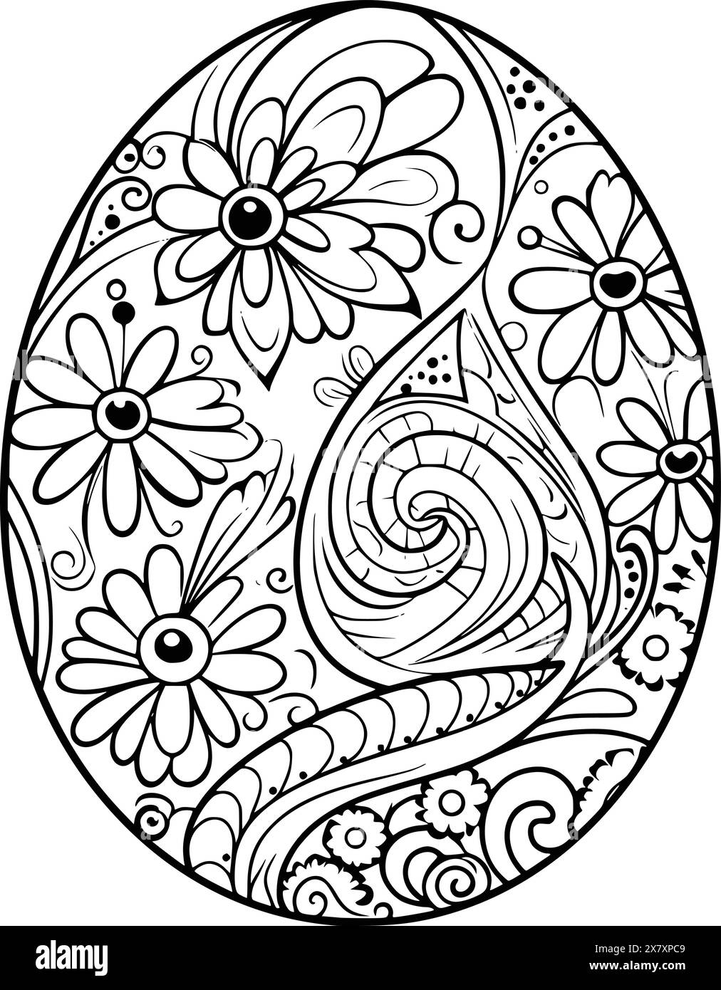 Printable Easter Egg Coloring Pages For Adults Black And White Stock Photos Images Alamy