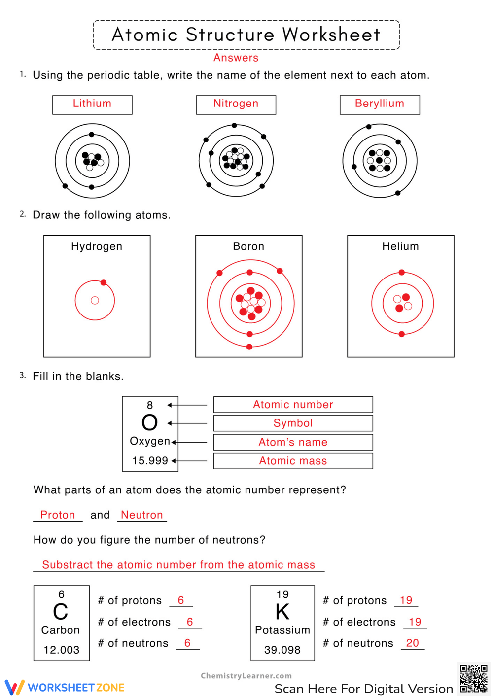 Printable Protons Neutrons And Electrons Practice Worksheets Printable Protons Neutrons And Electrons Practice Worksheets