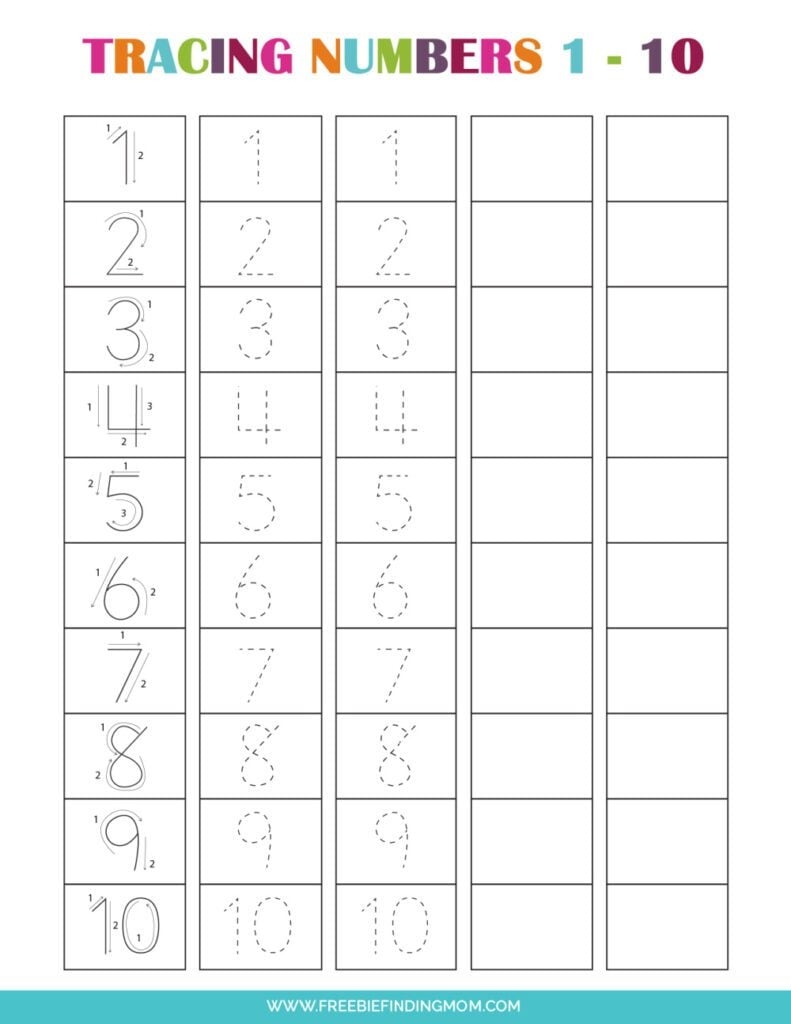 Printable Tracing Numbers Worksheets For Kindergarten