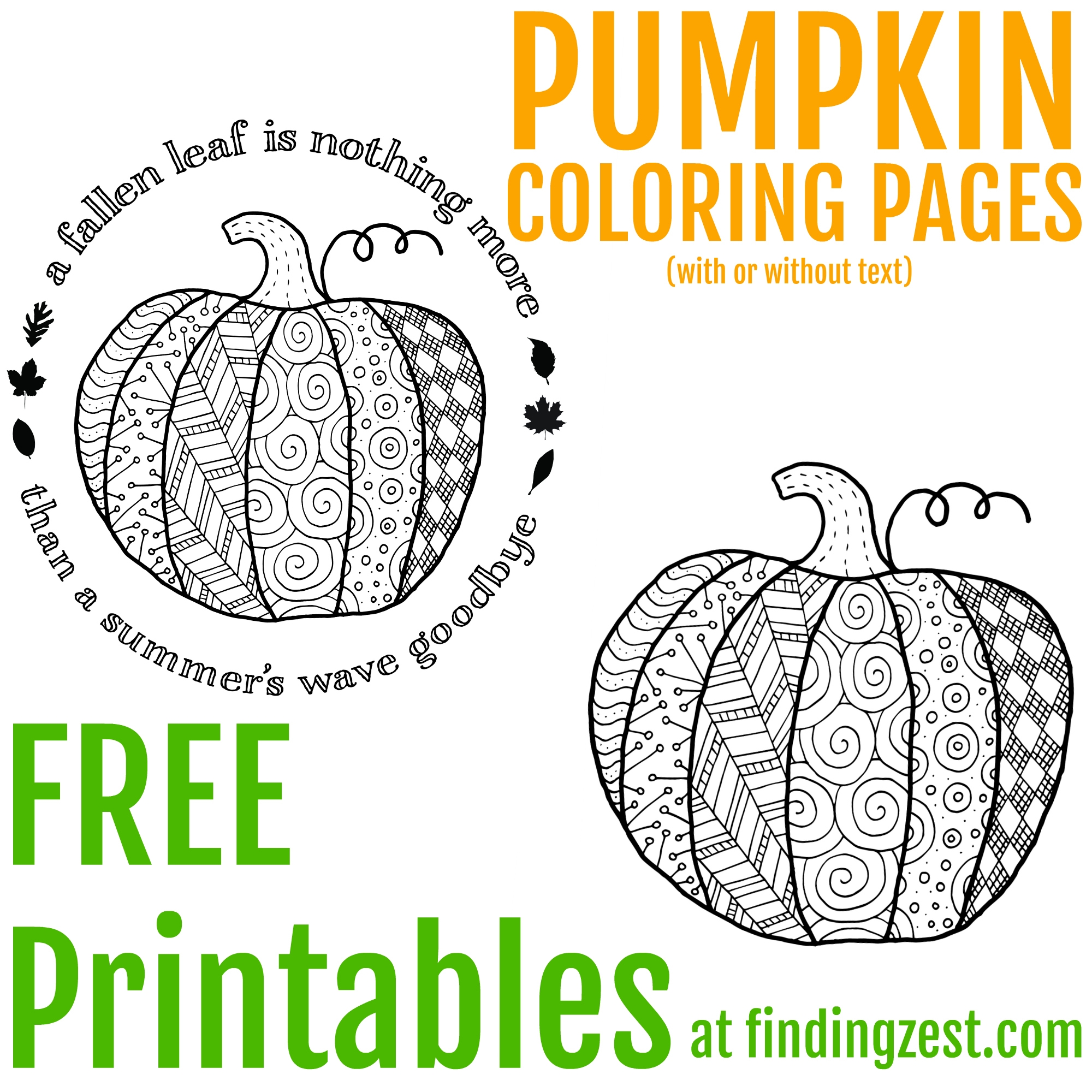 Pumpkin Coloring Page Printable Finding Zest
