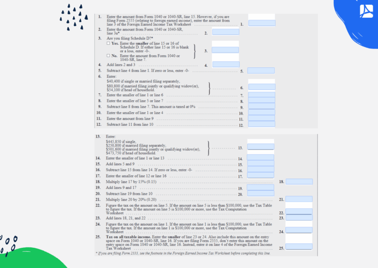 Qualified Dividends And Capital Gain Tax Worksheet 2024 PDFliner