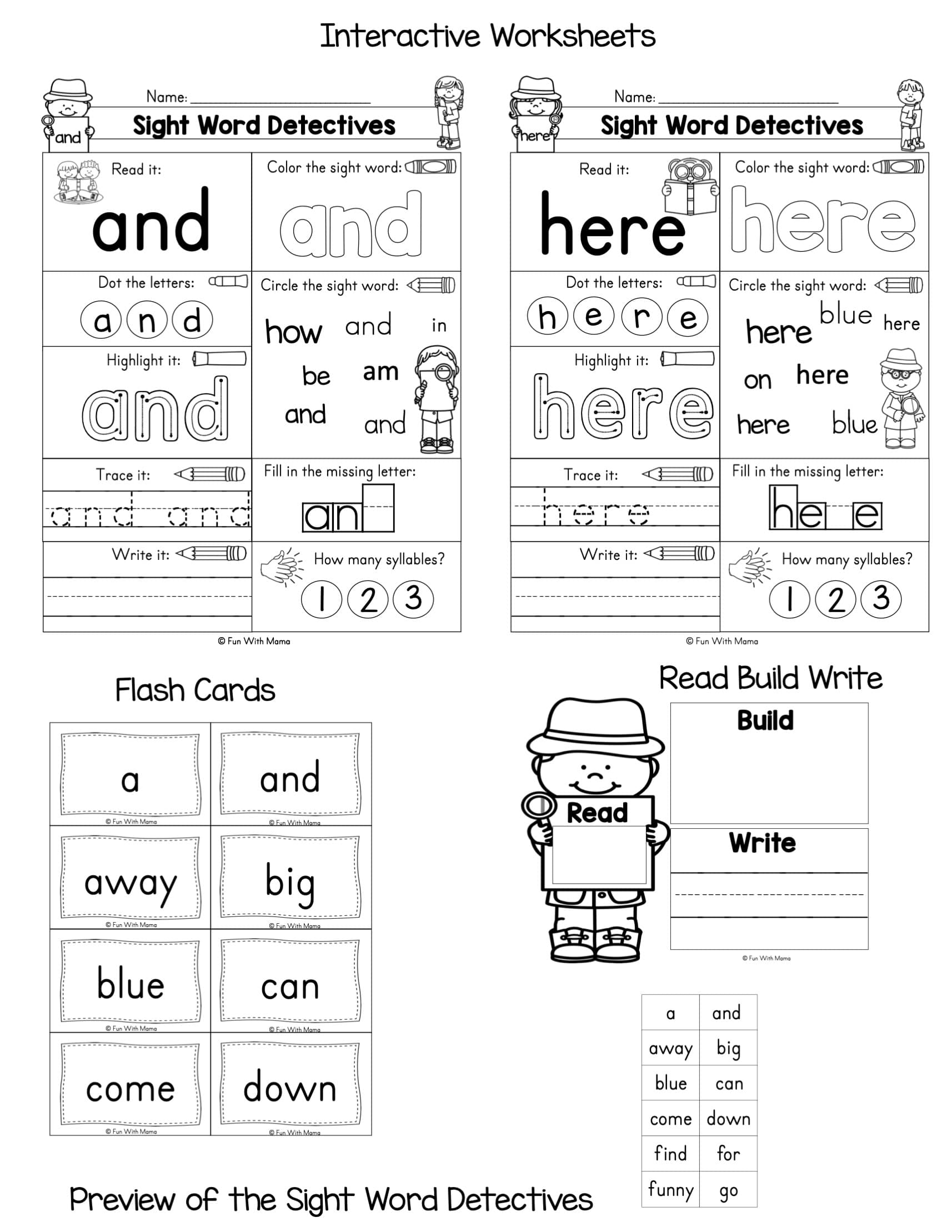 and sight word worksheet