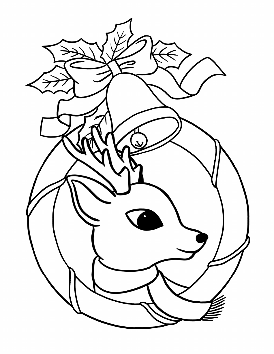 Reindeer Coloring Pages Reindeer And Christmas Bell Download Printable PDF Templateroller