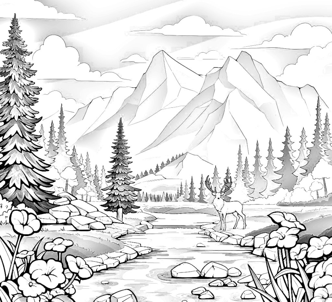 River Mountains And Trees Nature s Beauty Calming Nature Coloring Pages For Kids And Adults Digital Printable Downloads PDF Format Etsy River Mountains And Trees Nature s Beauty Calming Nature Coloring Pages For Kids And Adults Digital Printable Downloads PDF Format Etsy