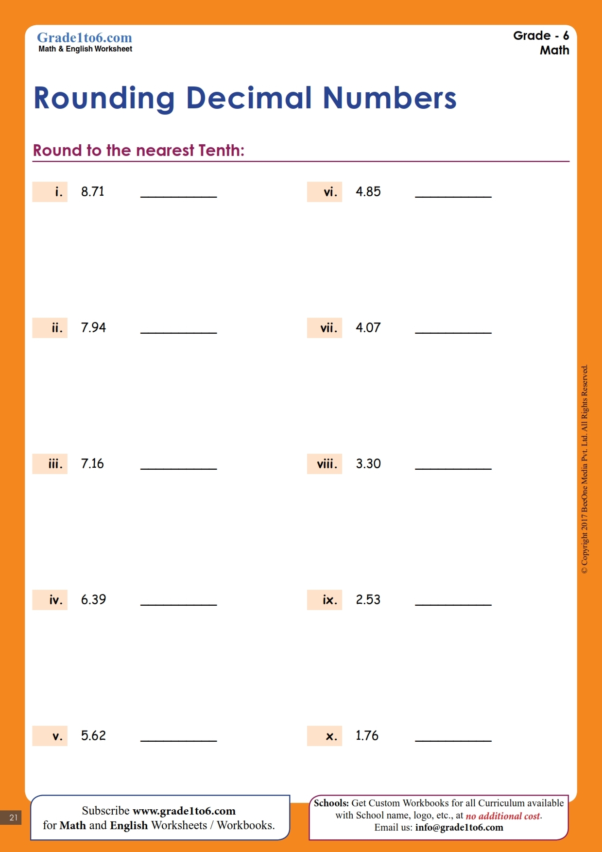 rounding decimals worksheet