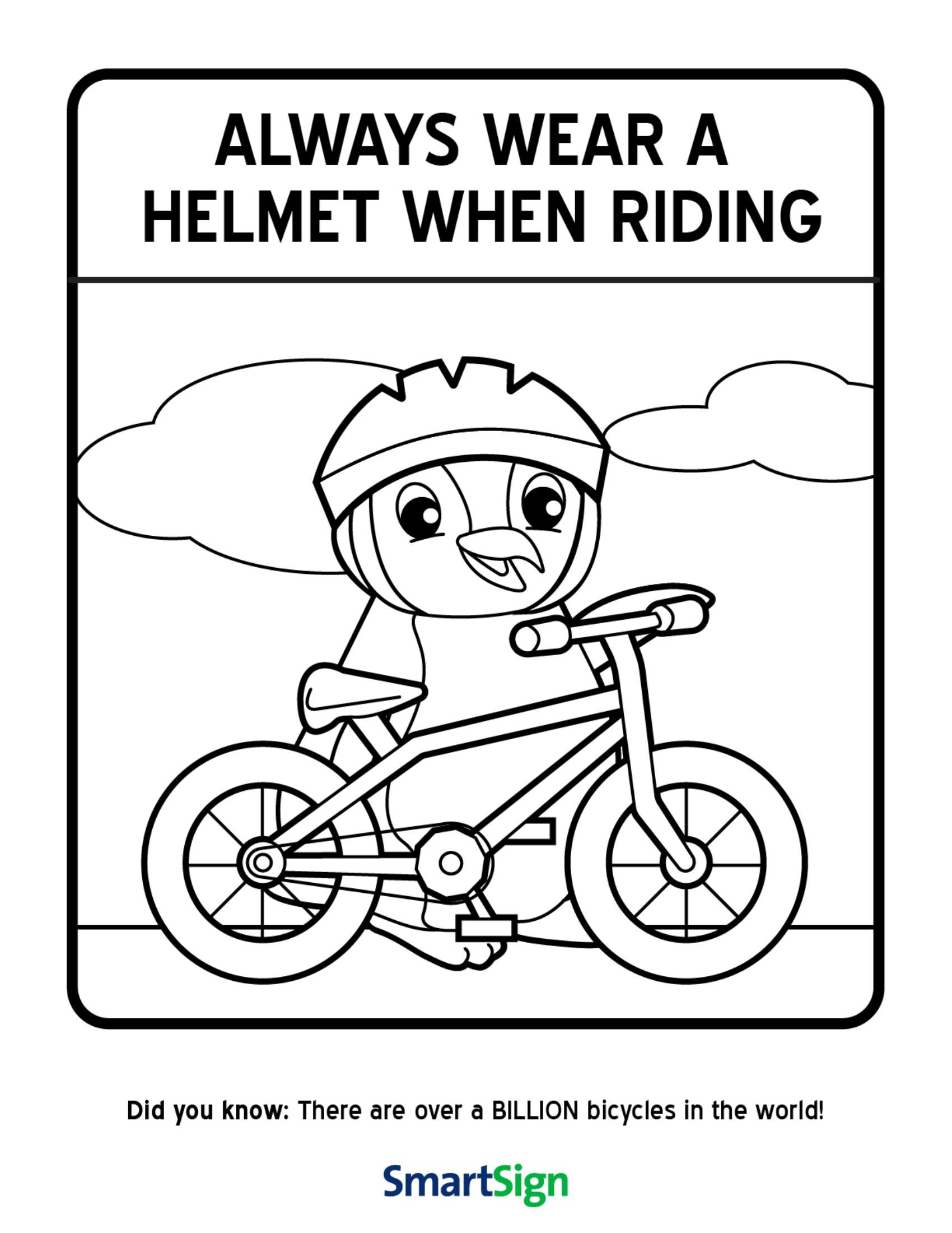 Safety Coloring Printable For Kids Always Wear Your Helmet Pics4Learning