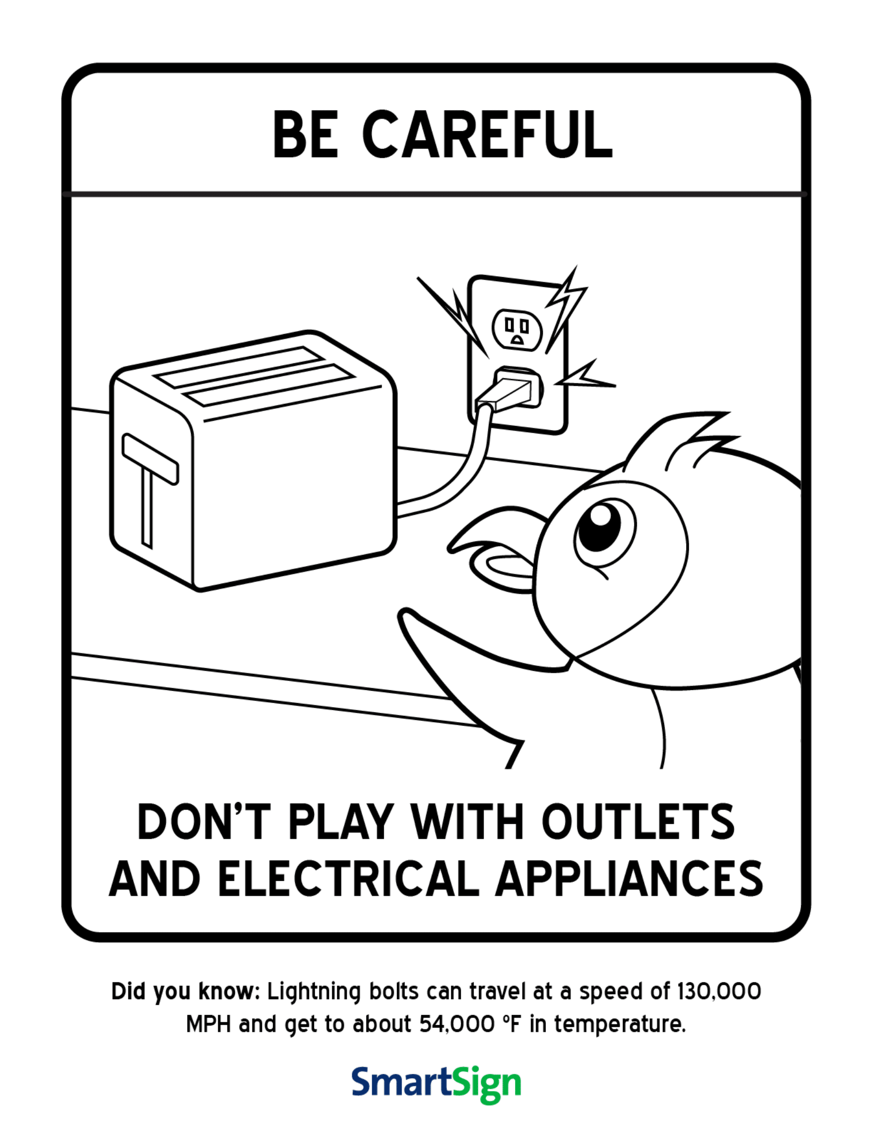 Safety Coloring Printable For Kids Don t Play With Electrical Outlets Pics4Learning
