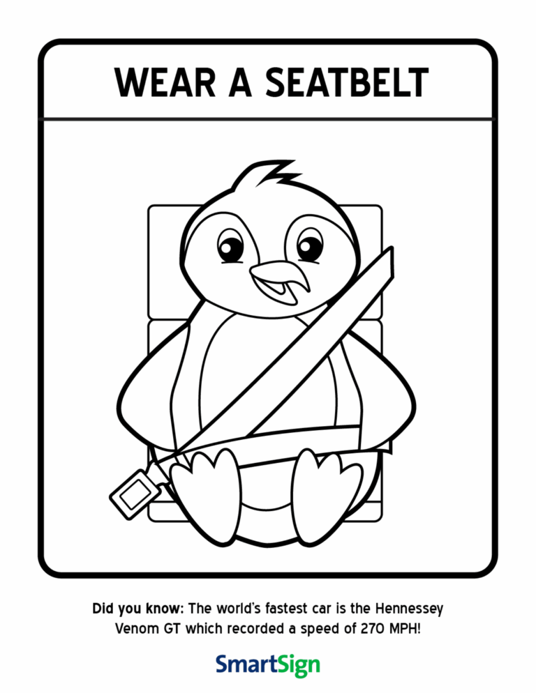 Safety Coloring Printable For Kids Wear A Seatbelt Pics4Learning
