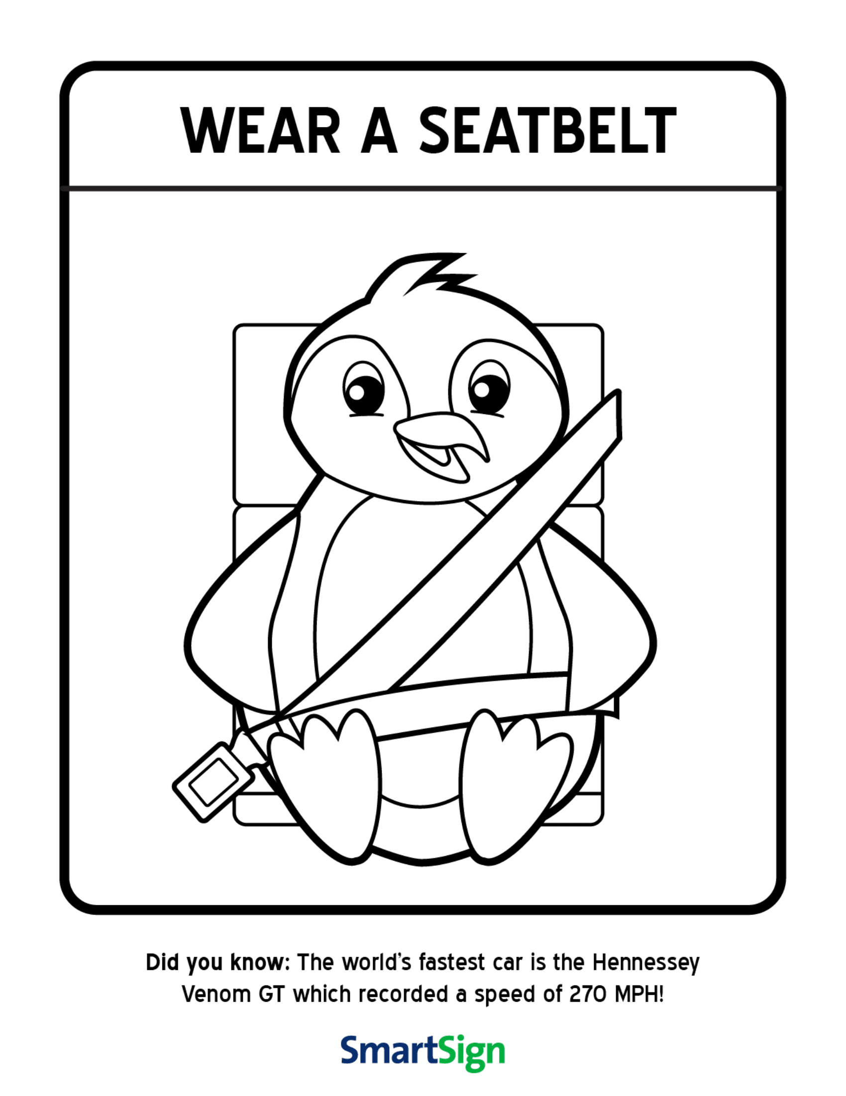 Safety Coloring Printable For Kids Wear A Seatbelt Pics4Learning