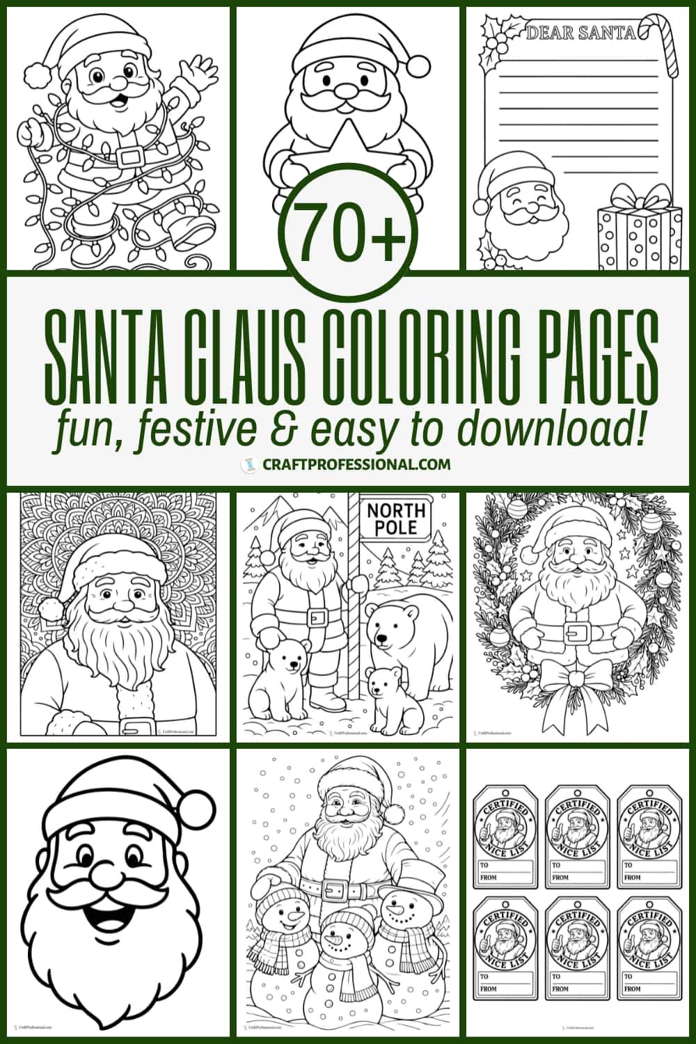 santa claus coloring pages free printables