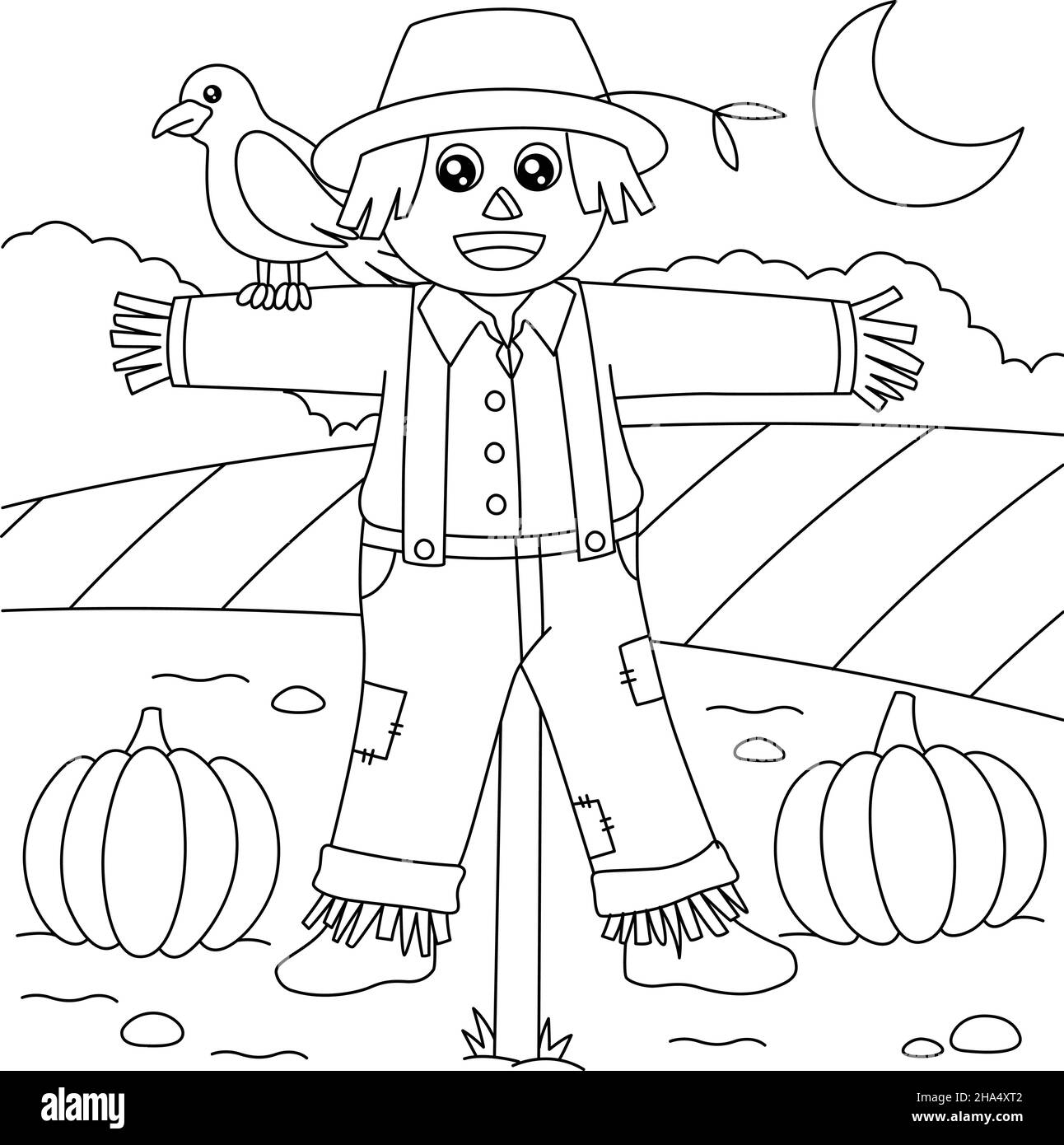 Scarecrow Coloring Page For Kids Stock Vector Image Art Alamy Scarecrow Coloring Page For Kids Stock Vector Image Art Alamy