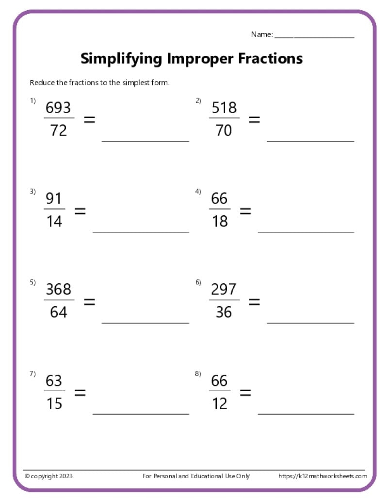 Simplifying Fractions Worksheets K12mathworksheets Simplifying Fractions Worksheets K12mathworksheets