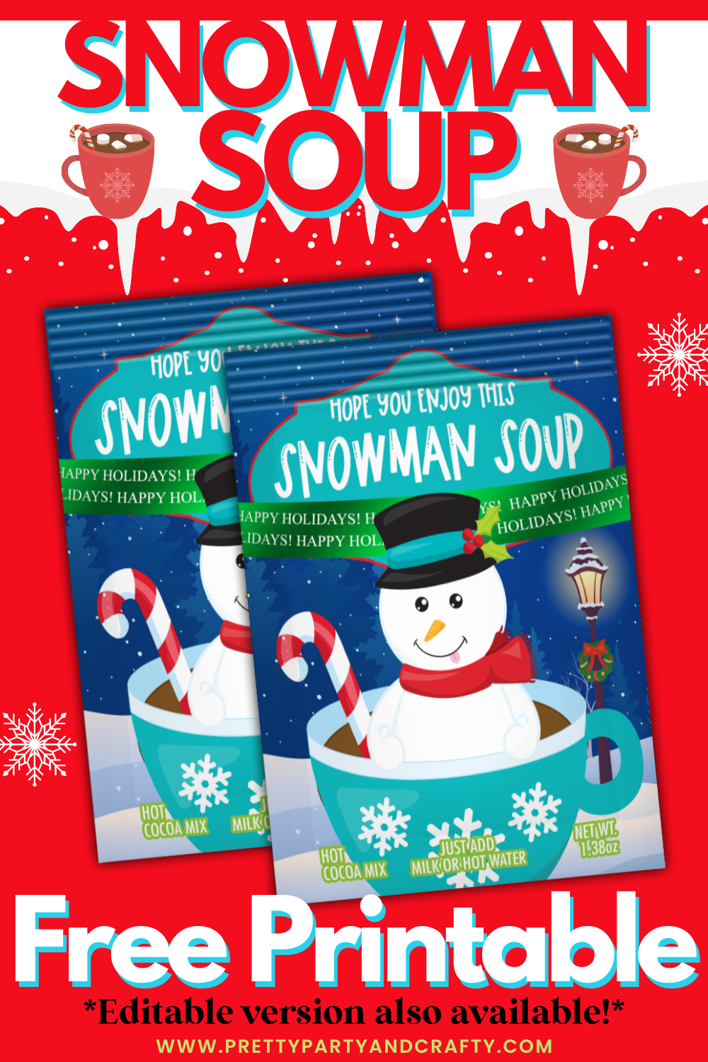 Snowman Soup Printable Pretty Party Crafty