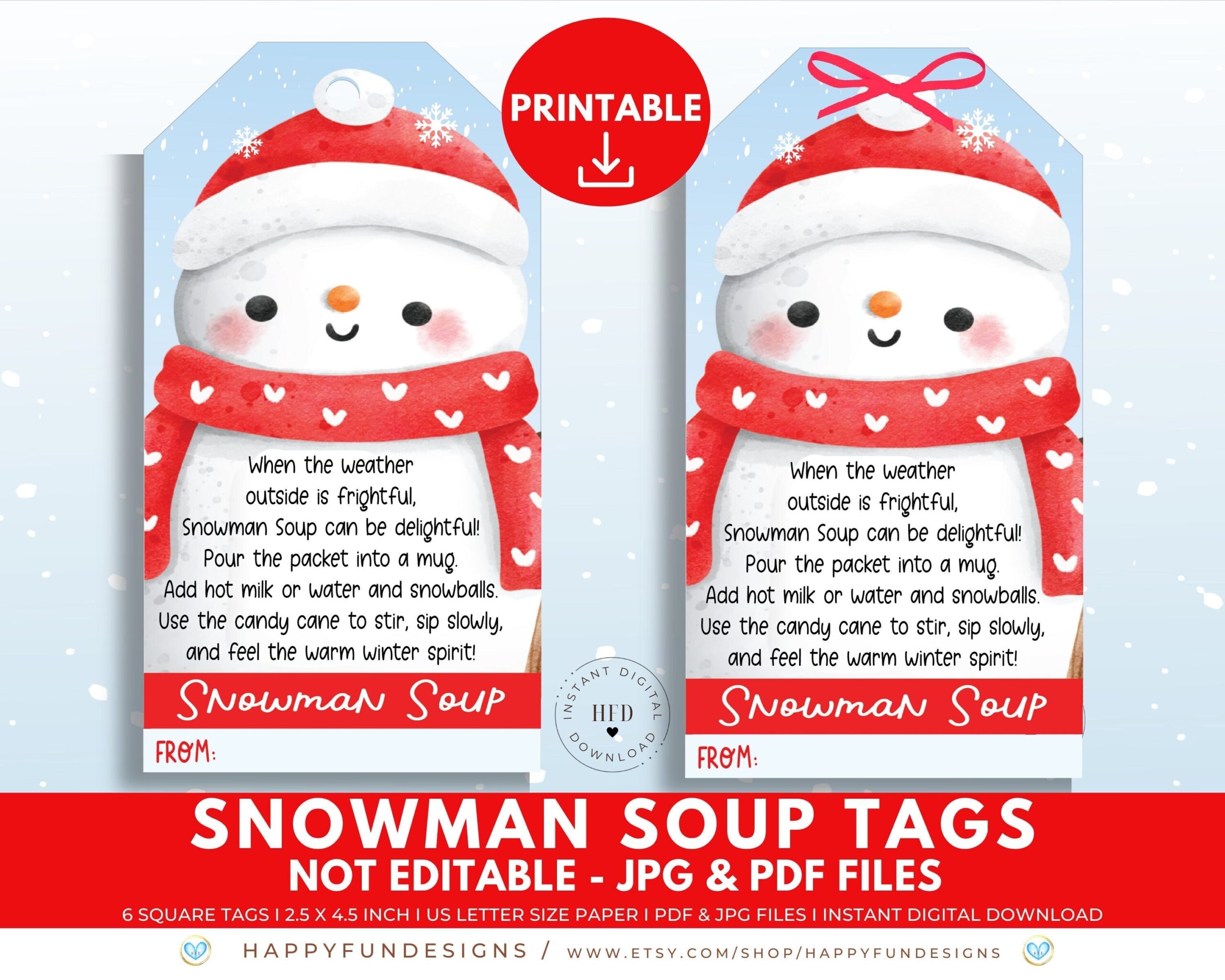 Snowman Soup Tag Printable Snowman Soup Treat Bag Topper PTA Thank You Snowman Soup Poem Label Teacher Staff Appreciation Gift Christmas Etsy