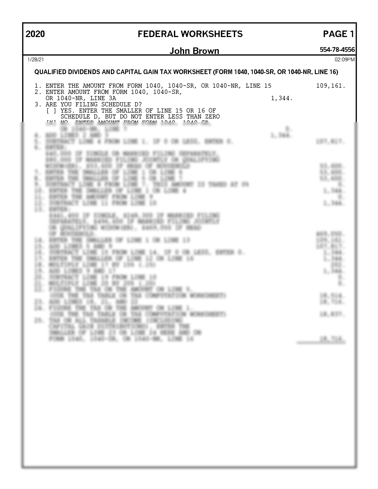qualified dividends and capital tax worksheet